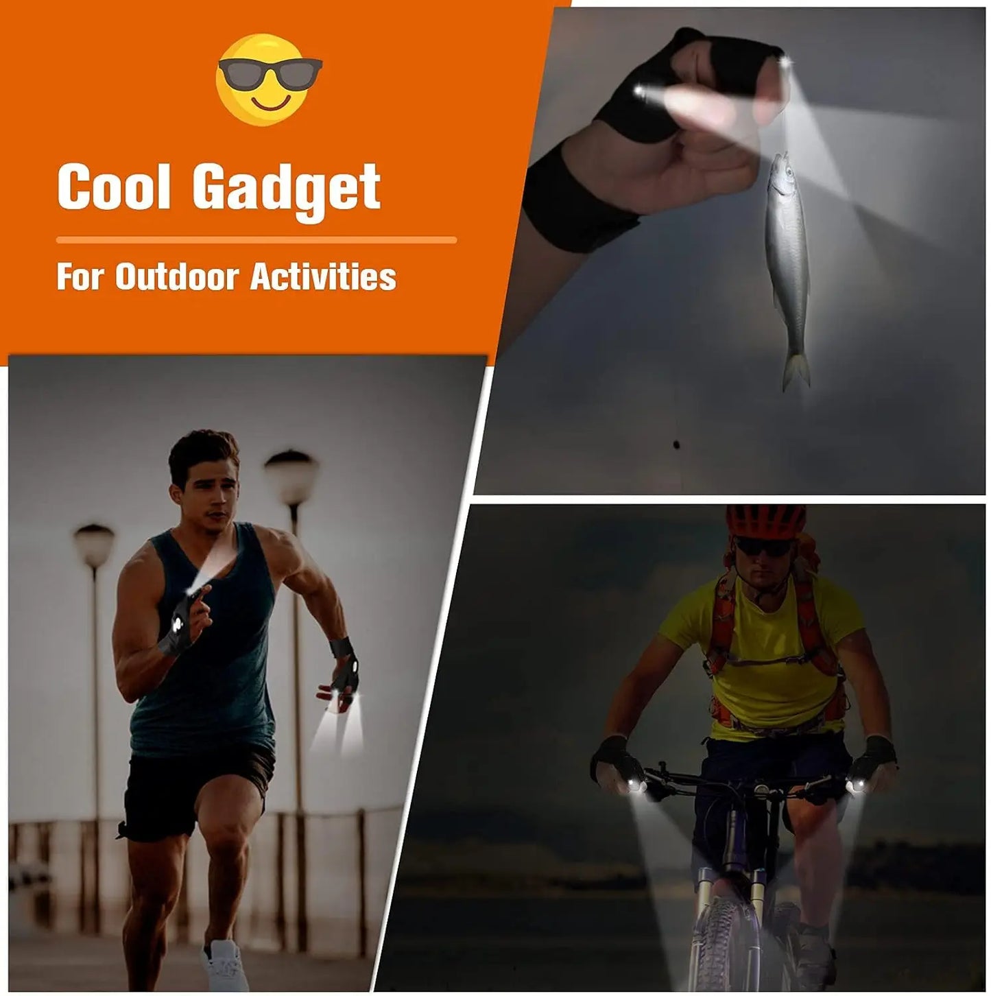 LED Fingerless Gloves for Men and Women - Waterproof Outdoor Gear for Night Fishing, Biking, Running, and More
