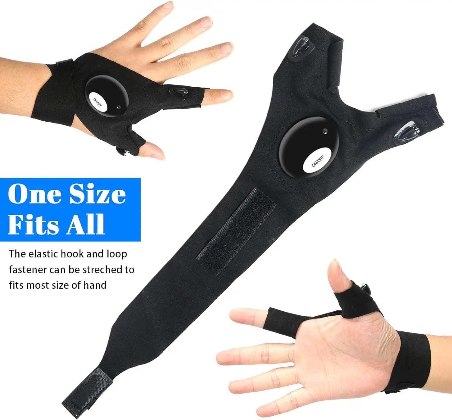LED Fingerless Gloves for Men and Women - Waterproof Outdoor Gear for Night Fishing, Biking, Running, and More