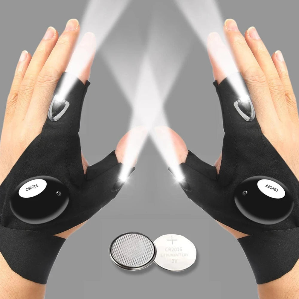 LED Fingerless Gloves for Men and Women - Waterproof Outdoor Gear for Night Fishing, Biking, Running, and More